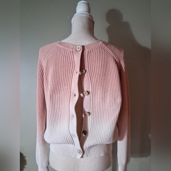 Lucky Brand - Ladies Ombre Dip Dye 100% Cotton Sweater - Buttoned Back M - Picture 4 of 11